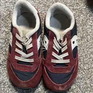 Saucony Kids Burgundy and Navy Sneakers